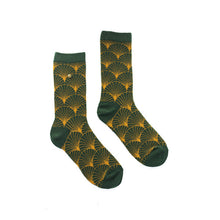 Afbeelding in Gallery-weergave laden, Barbaard Socks – Art Deco, Dark green &amp; Gold
