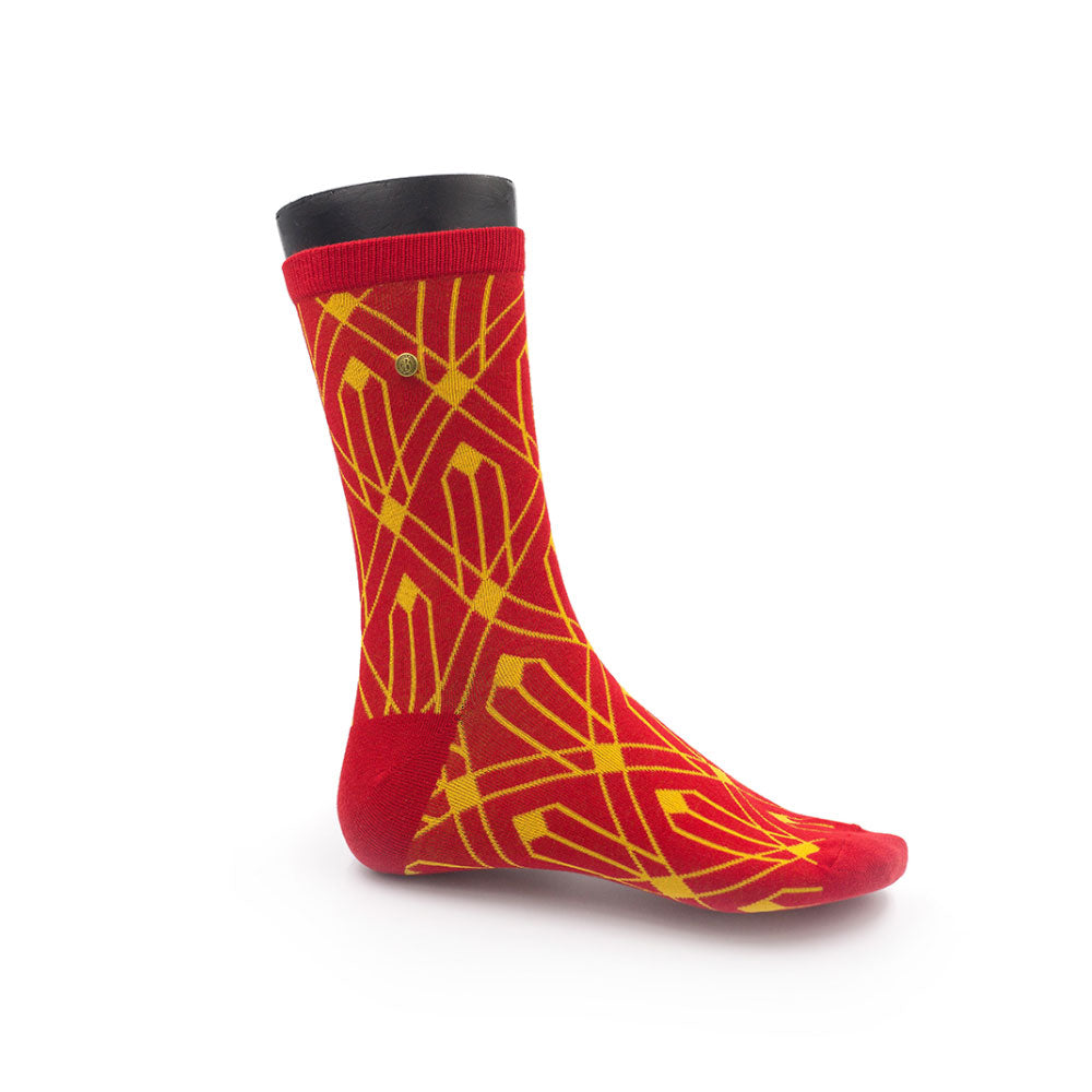 Barbaard Socks – Art Deco, Red & Yellow
